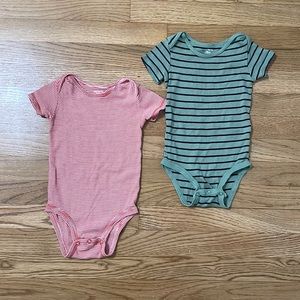 Two striped baby boy bodysuits